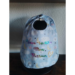 Mini bavoir Parrain  bleu nuage