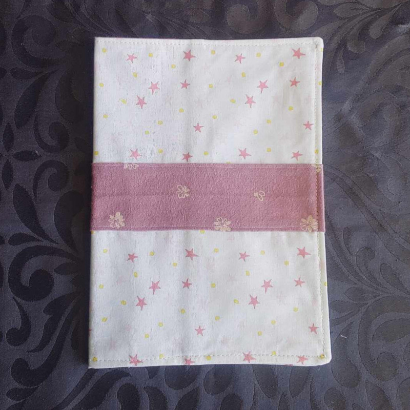 Protège carnet étoiles rose Protège carnet étoiles rose