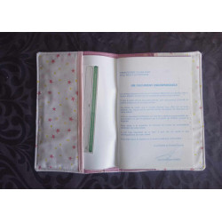 Protège carnet étoiles rose
