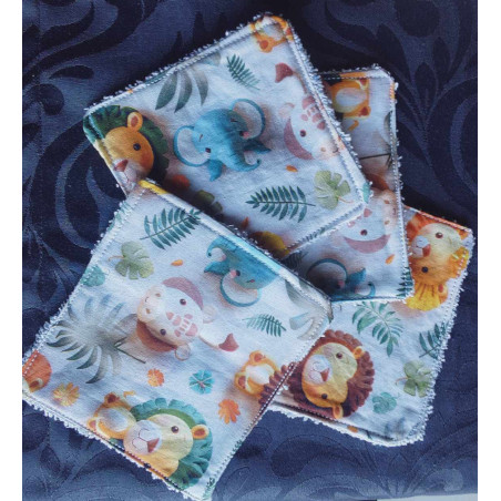Lot de 4 lingettes lavable Savane 3d