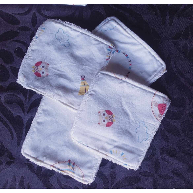 Lot de 4 lingettes lavable ourson indien Lot de 4 lingettes lavable ourson indien