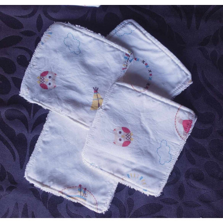 Lot de 4 lingettes lavable ourson indien