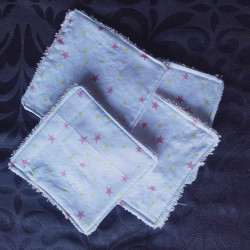 Lot de 4 lingettes lavable étoiles rose