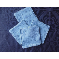 Lot de 4 lingettes lavable étoiles bleu