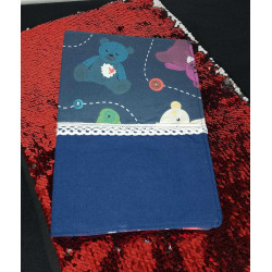 Protège carnet oursons bleu